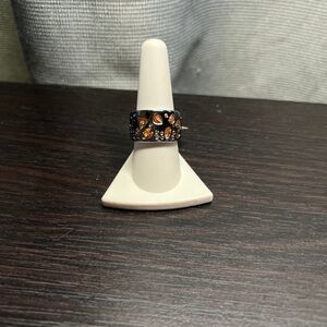 Elegant Topaz & Hematite Women's Ring